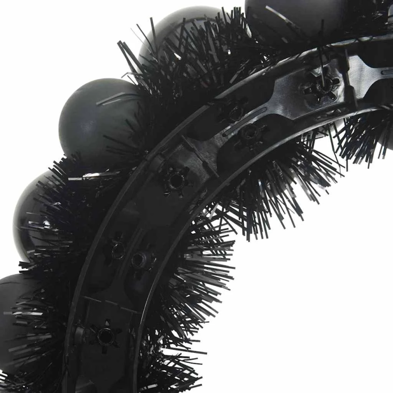 vidaXL Ziemassvētku bumbu vainagi 2 pcs Melna 33 x 33 x 7 cm