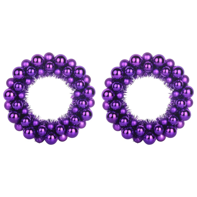 vidaXL Ziemassvētku bumbu vainagi 2 pcs Ceriņkrāsa 33 x 33 x 7 cm