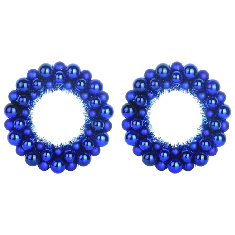 vidaXL Ziemassvētku bumbu vainagi 2 pcs Zila 33 x 33 x 7 cm