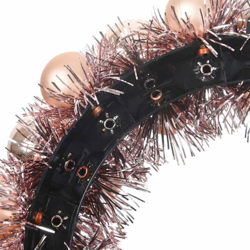 vidaXL Ziemassvētku bumbu vainagi 2 pcs Rozā zelts 33 x 33 x 7 cm