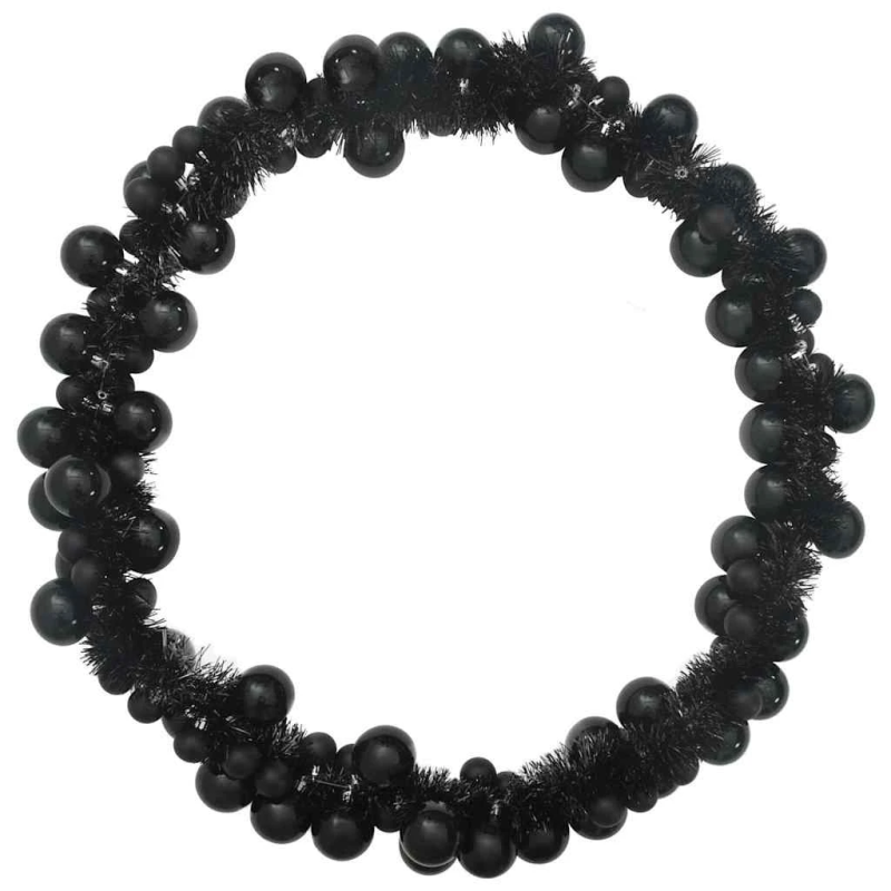 vidaXL Ziemassvētku bumbu virtene Melna 186 cm polistirols