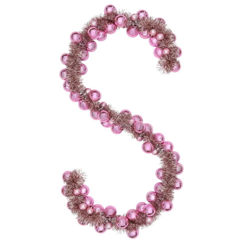 vidaXL Ziemassvētku bumbu virtene Rozā 186 cm polistirols