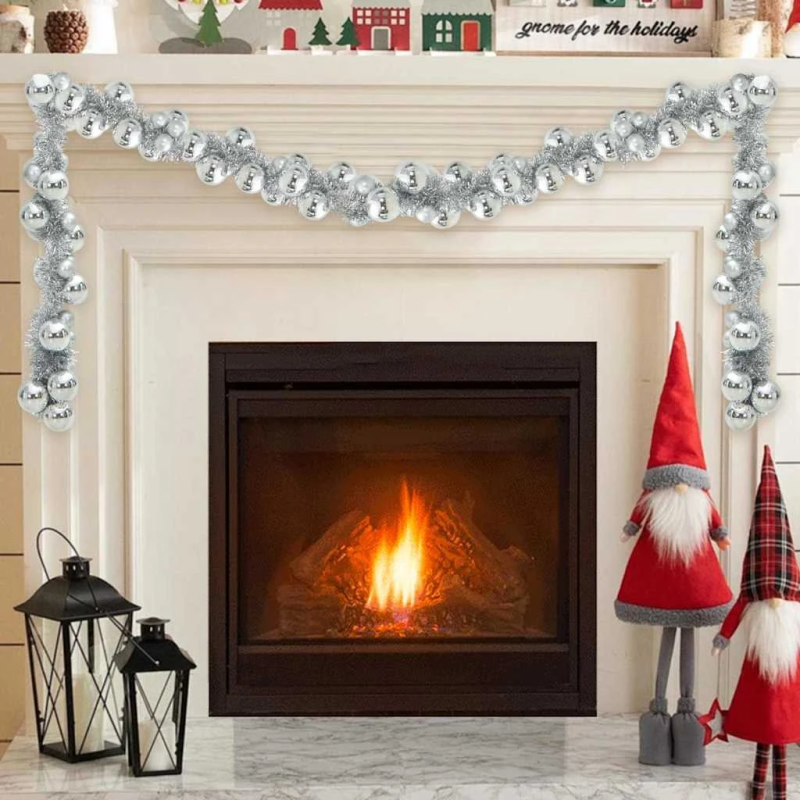 vidaXL Ziemassvētku bumbu virtene Sudraba 186 cm polistirols