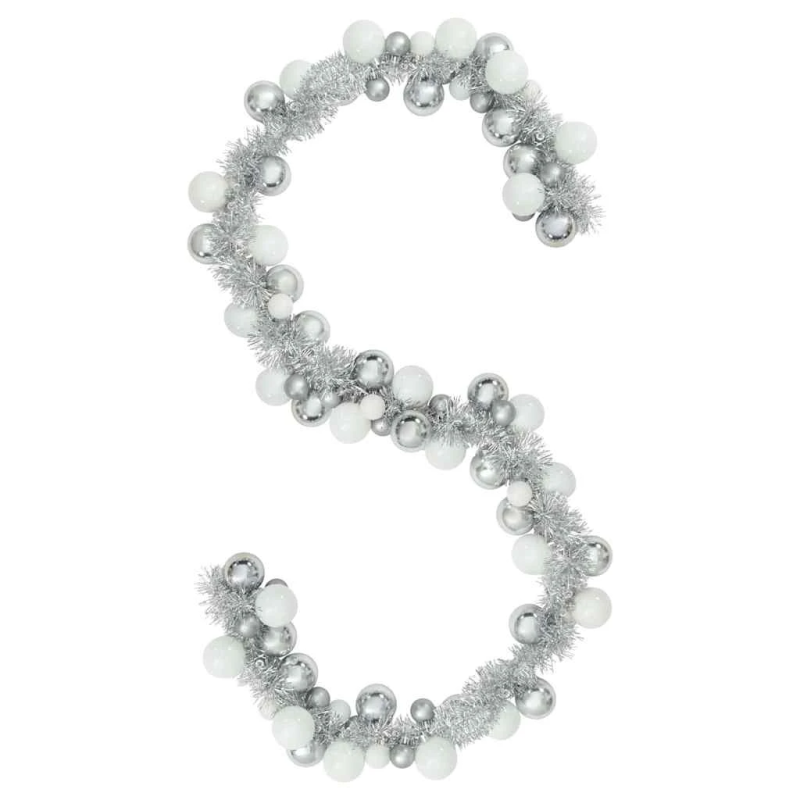 vidaXL Ziemassvētku bumbu virtene Balts un Sudrabs 186 cm polistirols