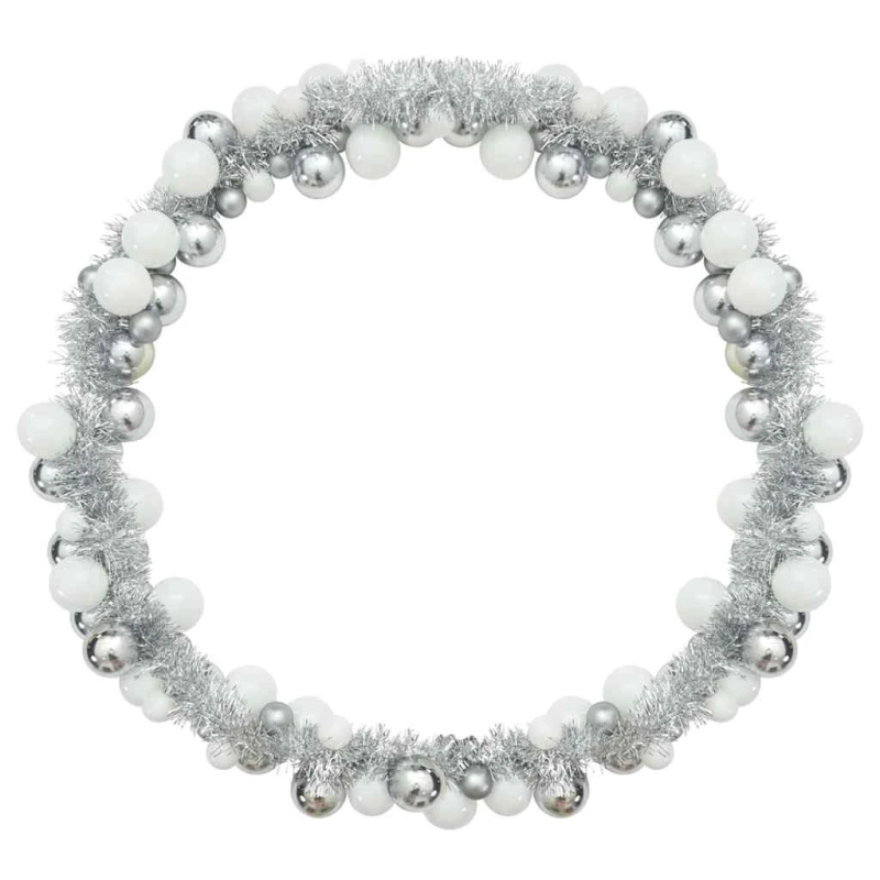 vidaXL Ziemassvētku bumbu virtene Balts un Sudrabs 186 cm polistirols