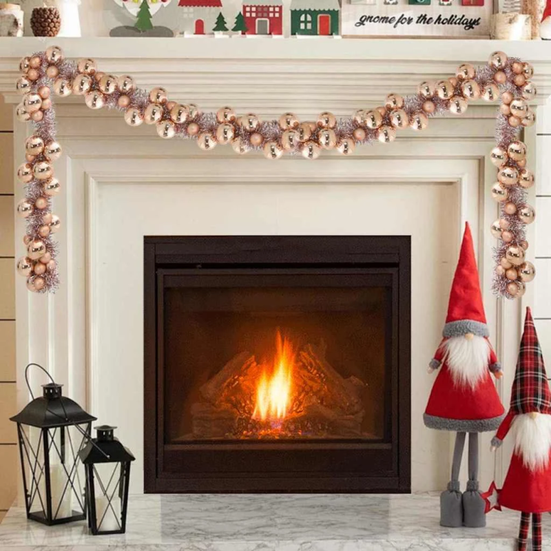 vidaXL Ziemassvētku bumbu virtene Rozā zelts 186 cm polistirols