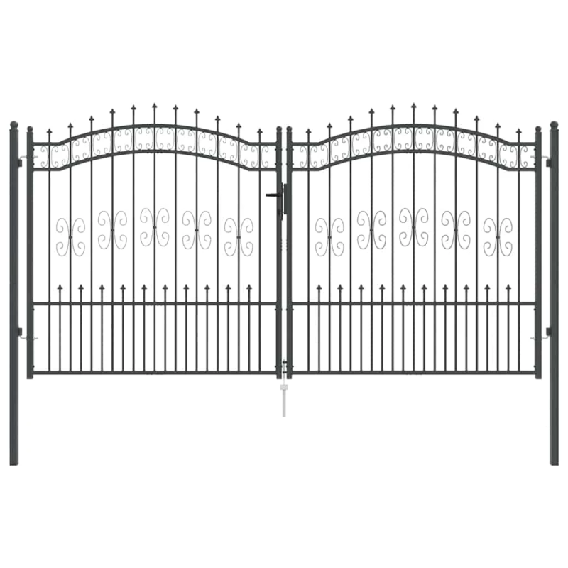 vidaXL Žoga vārti ar speara augšdaļu Pelēka 305 x 150 cm Tērauds