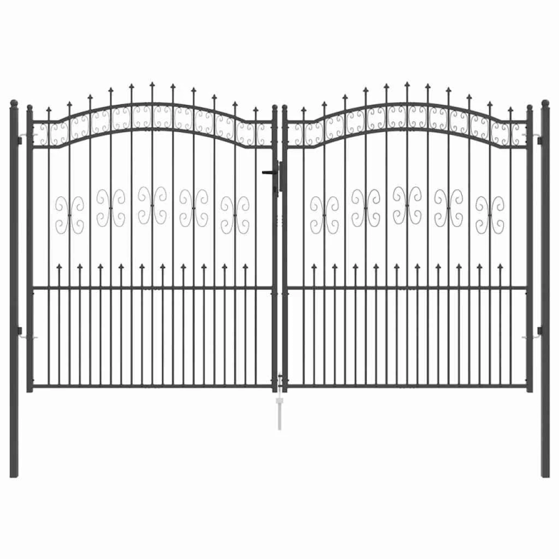 vidaXL Žoga vārti ar speara augšdaļu Pelēka 305 x 175 cm Tērauds