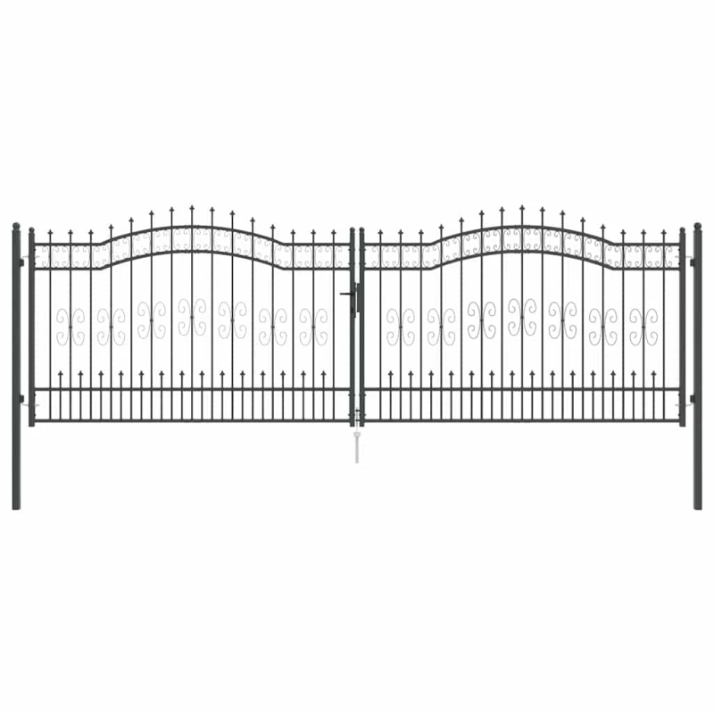 vidaXL Žoga vārti ar speara augšdaļu Pelēka 404 x 125 cm Tērauds