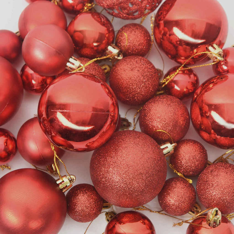 vidaXL Ziemassvētku rotājumu komplekts 120 pcs Sarkana Plastmasa