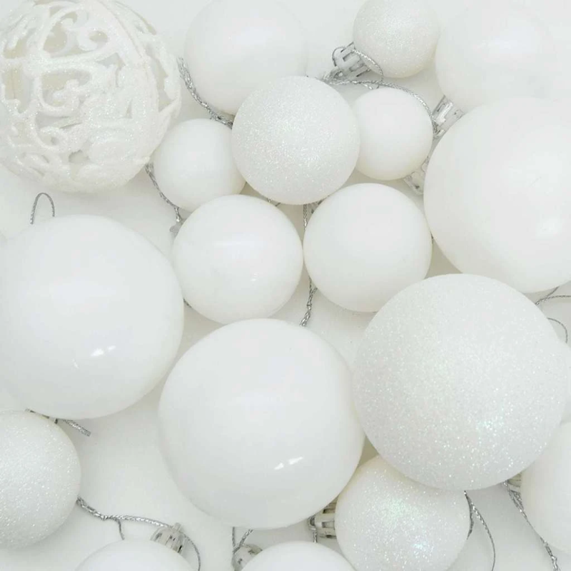 vidaXL Ziemassvētku rotājumu komplekts 120 pcs Balts Plastmasa