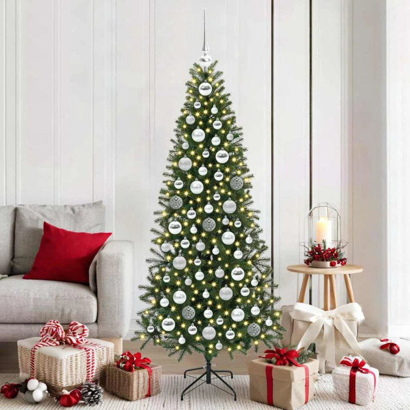 vidaXL Ziemassvētku rotājumu komplekts 120 pcs Sudraba Plastmasa