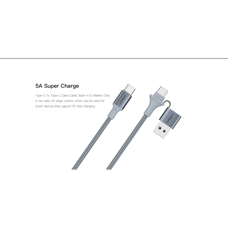 Orsen S8 2-IN-1 USB and Type-C 5A 1.5m black