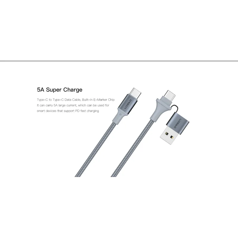 Orsen S8 2-IN-1 USB and Type-C 5A 1.5m black