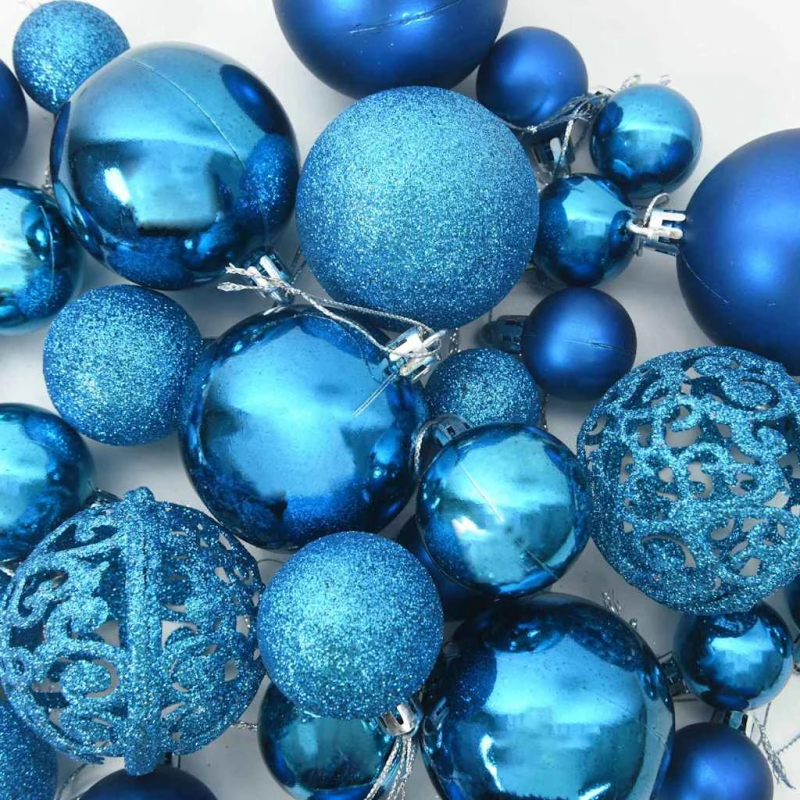 vidaXL Ziemassvētku rotājumu komplekts 120 pcs Zila Plastmasa