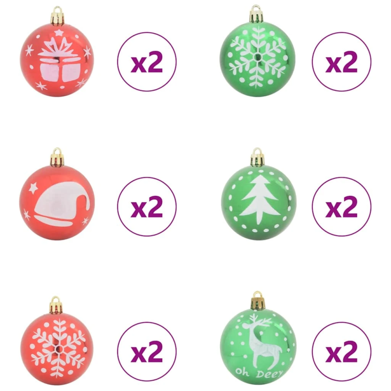 vidaXL Ziemassvētku rotājumu komplekts 40 pcs Sarkans un zaļš