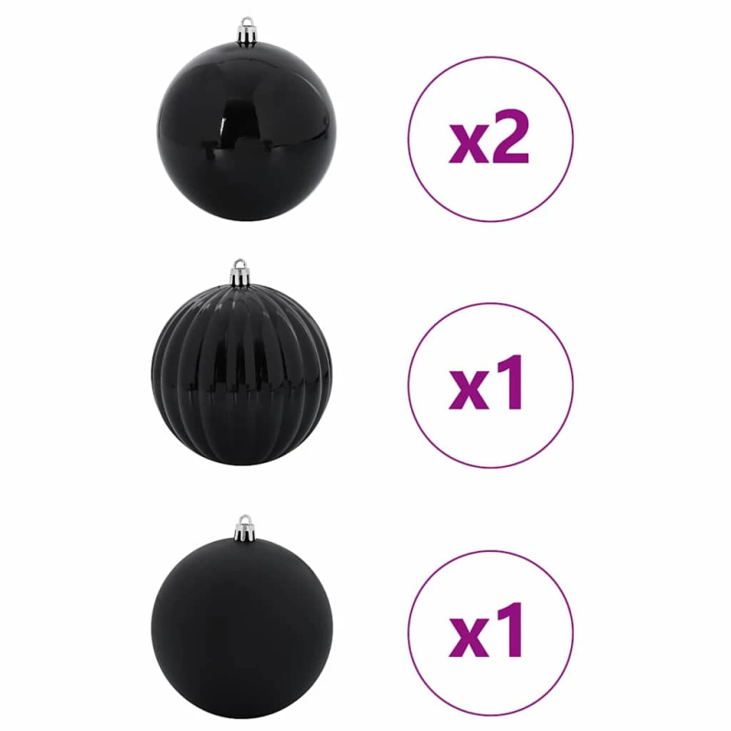 vidaXL Ziemassvētku bumbiņu komplekts XXL 4 pcs Melna Plastmasa