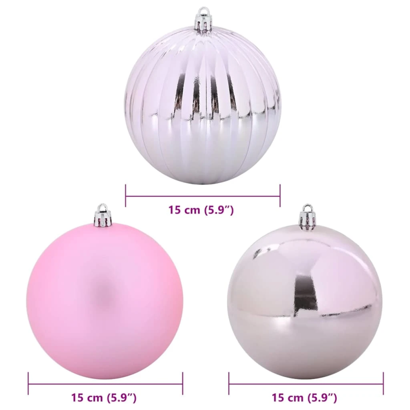 vidaXL Ziemassvētku Bumbiņu Komplekts XL 9 pcs Rozā Plastmasa