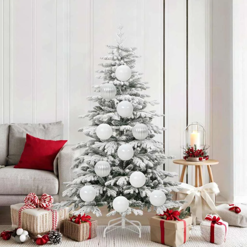 vidaXL Ziemassvētku Bumbiņu Komplekts XL 9 pcs Balts Plastmasa