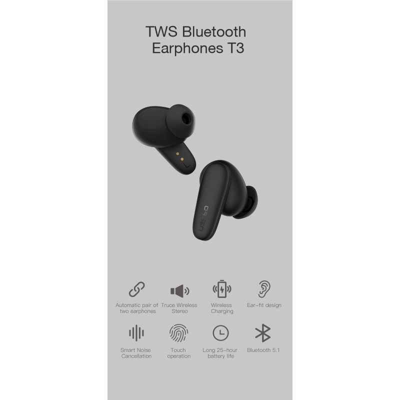 Orsen T3 Bluetooth Earphones Black