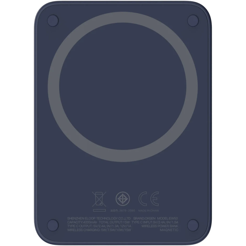 Orsen EW50 Magnetic Wireless Power Bank for iPhone 12 and 13 4200mAh blue