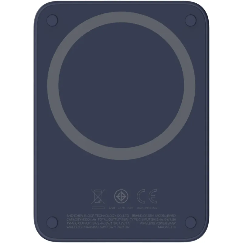 Orsen EW50 Magnetic Wireless Power Bank for iPhone 12 and 13 4200mAh blue