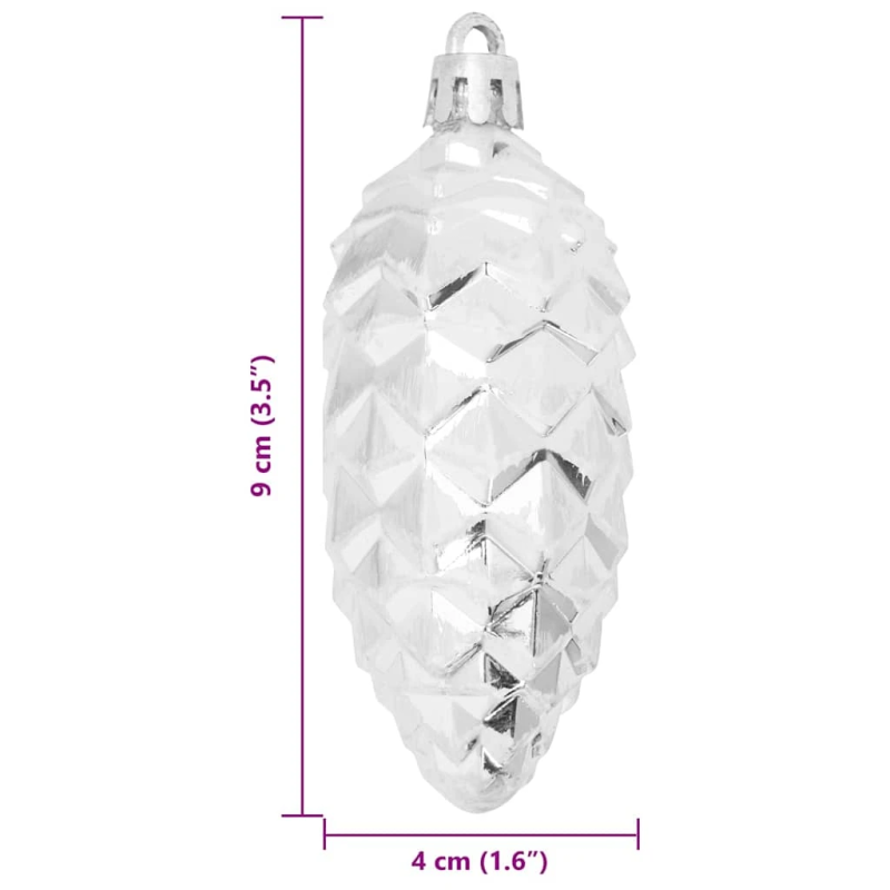 vidaXL Ziemassvētku priežu čiekuru bumba 40 pcs Sudraba Plastmasa