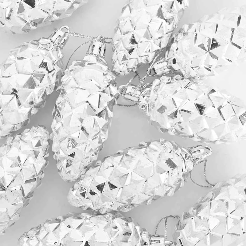 vidaXL Ziemassvētku priežu čiekuru bumba 40 pcs Sudraba Plastmasa