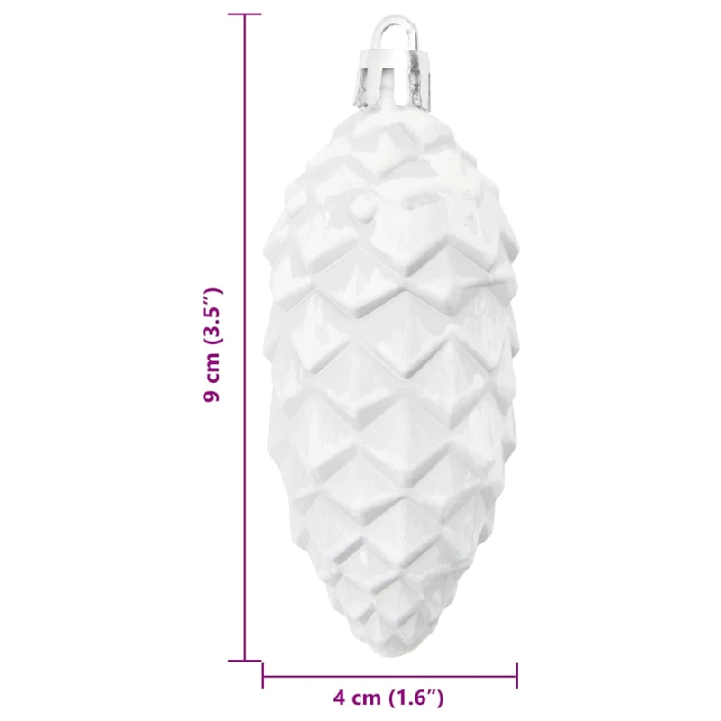 vidaXL Ziemassvētku priežu čiekuru bumba 40 pcs Balts Plastmasa