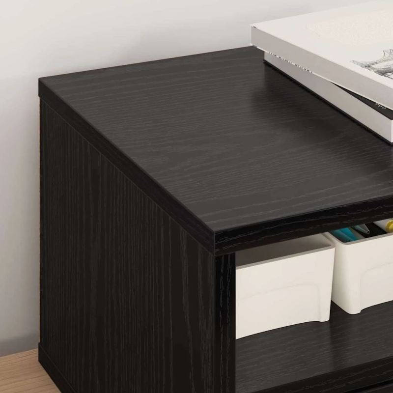 vidaXL Printera statīvs ar atvilktni Melns ozolkoks 40 x 32 x 24 cm