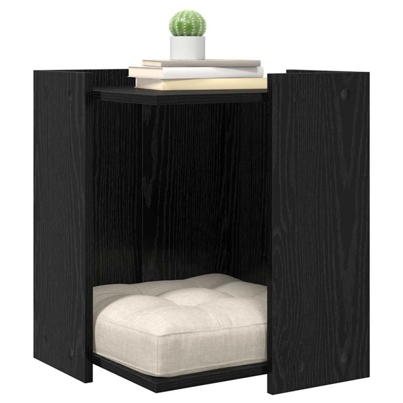 vidaXL Kaķu tualetes kaste Melns ozolkoks 42 x 42 x 51 cm