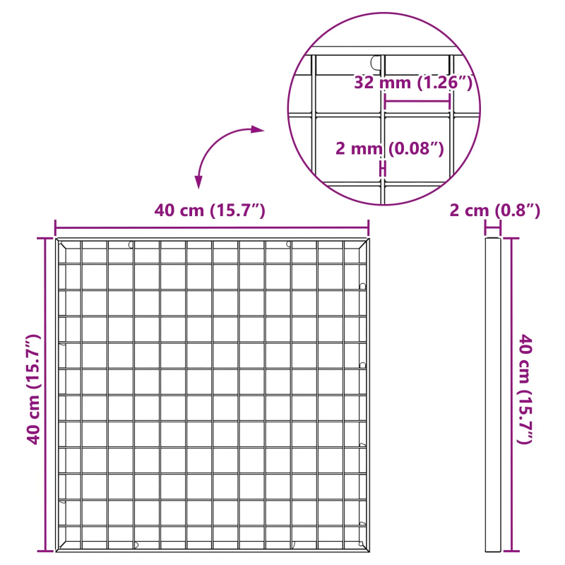 vidaXL Restes Sudraba 40 x 40 x 2 cm Karsti cinkots tērauds