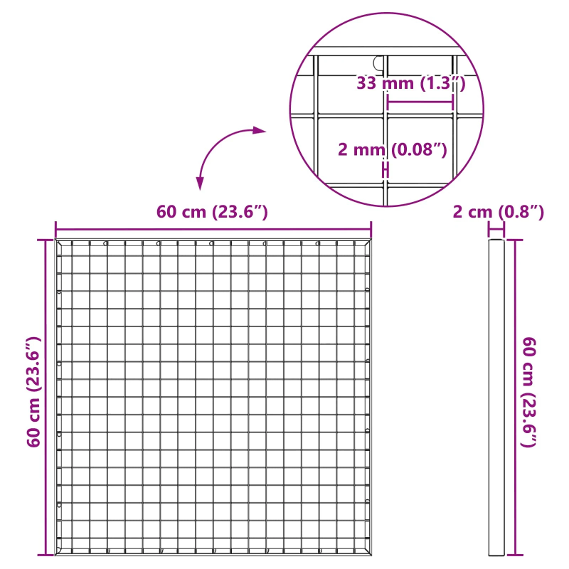 vidaXL Restes Sudraba 60 x 60 x 2 cm Karsti cinkots tērauds