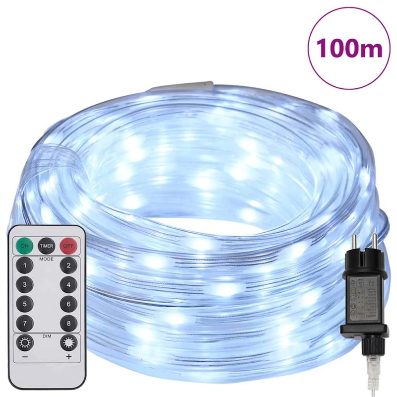 vidaXL Virvju gaisma su 2400 LED Auksti balts 100 m PVC