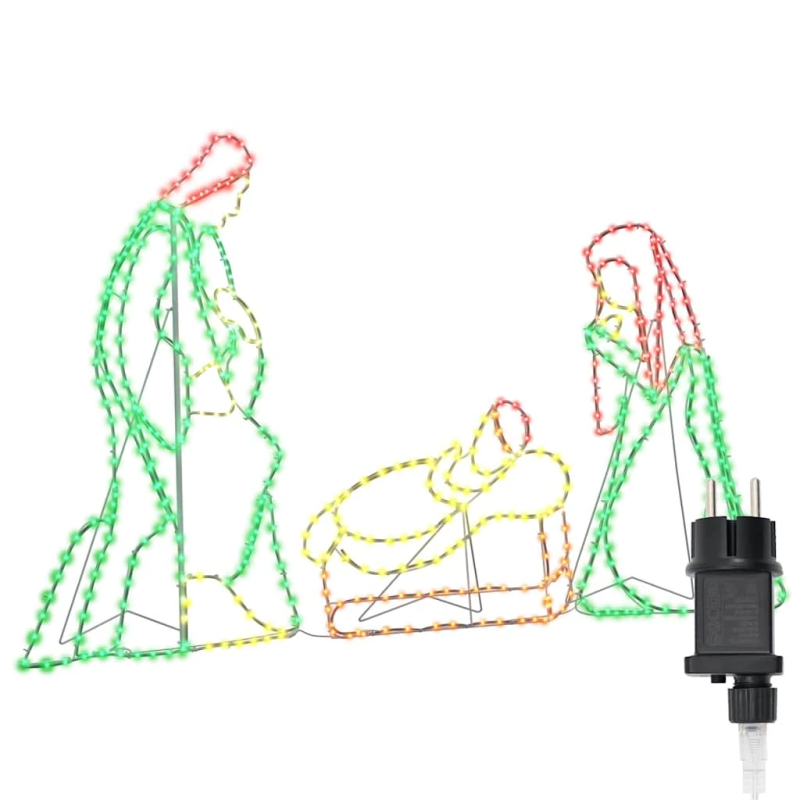 vidaXL Apgaismota Ziemassvētku ainava Daudzkrāsains 112 x 72 cm PVC