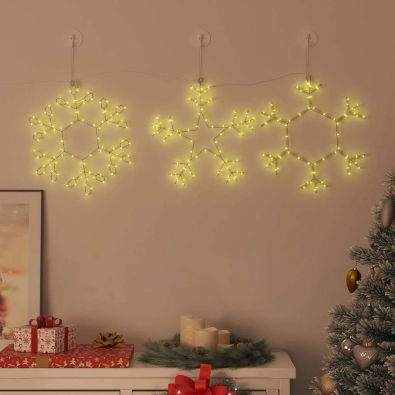 vidaXL Ziemassvētku sniegpārsla su 252 LED Silti balts 45 x 38 cm PVC