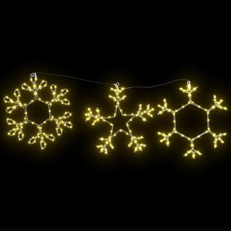 vidaXL Ziemassvētku sniegpārsla su 252 LED Silti balts 45 x 38 cm PVC