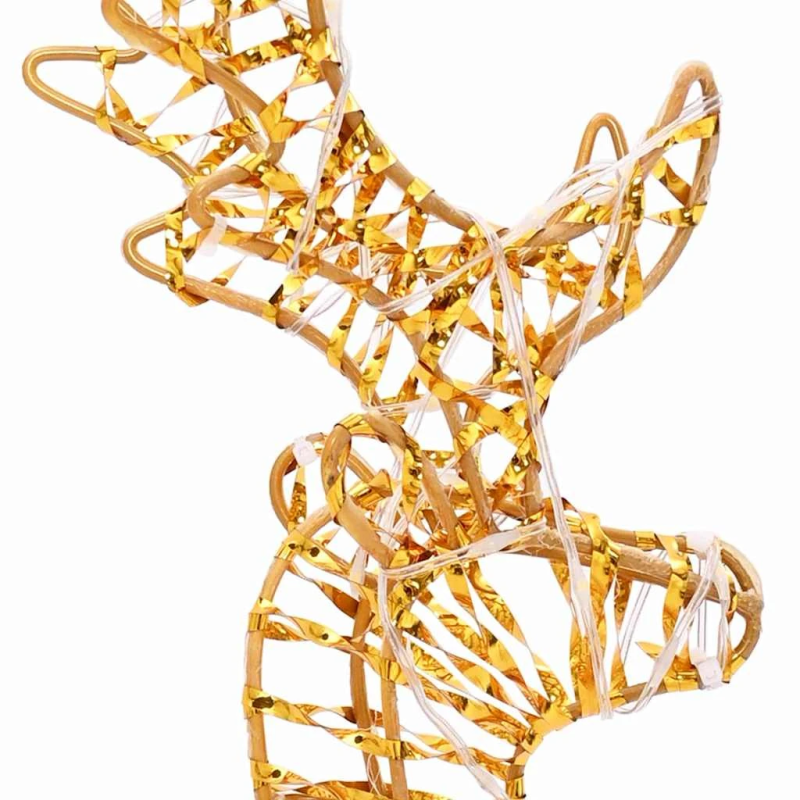 vidaXL Ziemassvētku ziemeļbriedis ar kamanām Silti balts PET