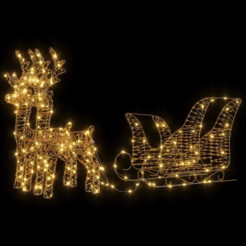 vidaXL Ziemassvētku ziemeļbriedis ar kamanām Silti balts PET