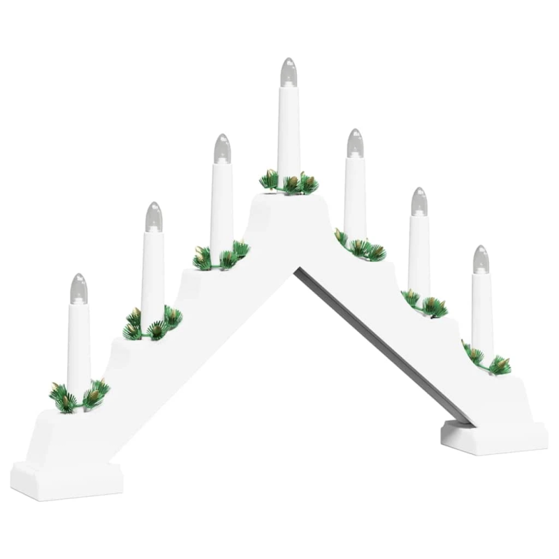 vidaXL Ziemassvētku sveču tilts su 7 LED Balts 39.5 x 5 x 29 cm