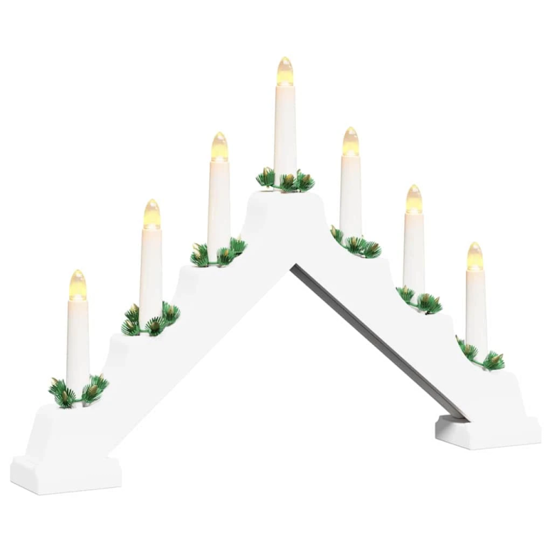 vidaXL Ziemassvētku sveču tilts su 7 LED Balts 39.5 x 5 x 29 cm