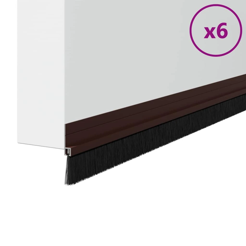 vidaXL Pašlīpojošas durvju birstes 6 pcs Brūna 100 cm