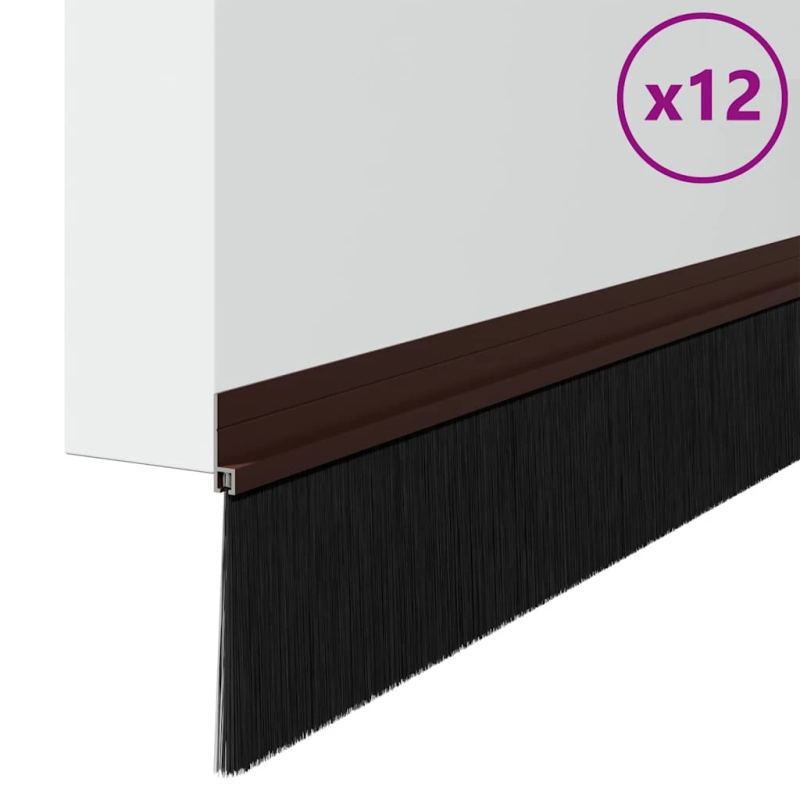 vidaXL Pašlīpojošas durvju birstes 12 pcs Brūna 100 cm