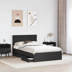 vidaXL Gultas rāmis ar atvilktni Melna 120 x 190 cm Inženieru koks