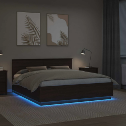 vidaXL Gultas rāmis Brūns ozols 200 x 200 cm Inženierijas koks