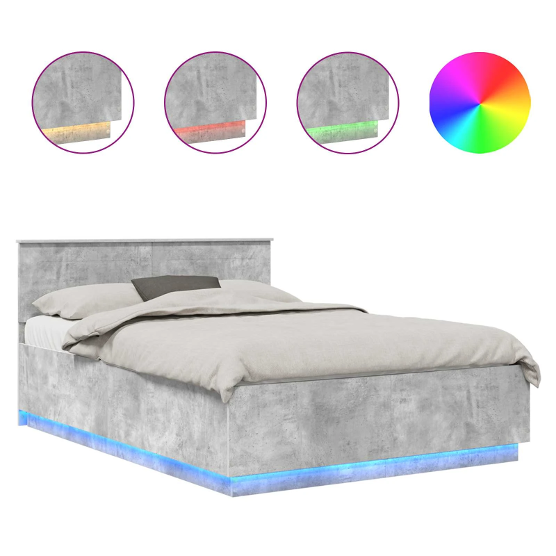 vidaXL Gultas rāmis Betona pelēks 150 x 200 cm Inženierijas koks