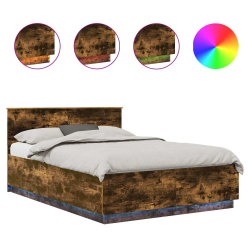 vidaXL Gultas rāmis Dūmaka ozols 150 x 200 cm Inženierijas koks