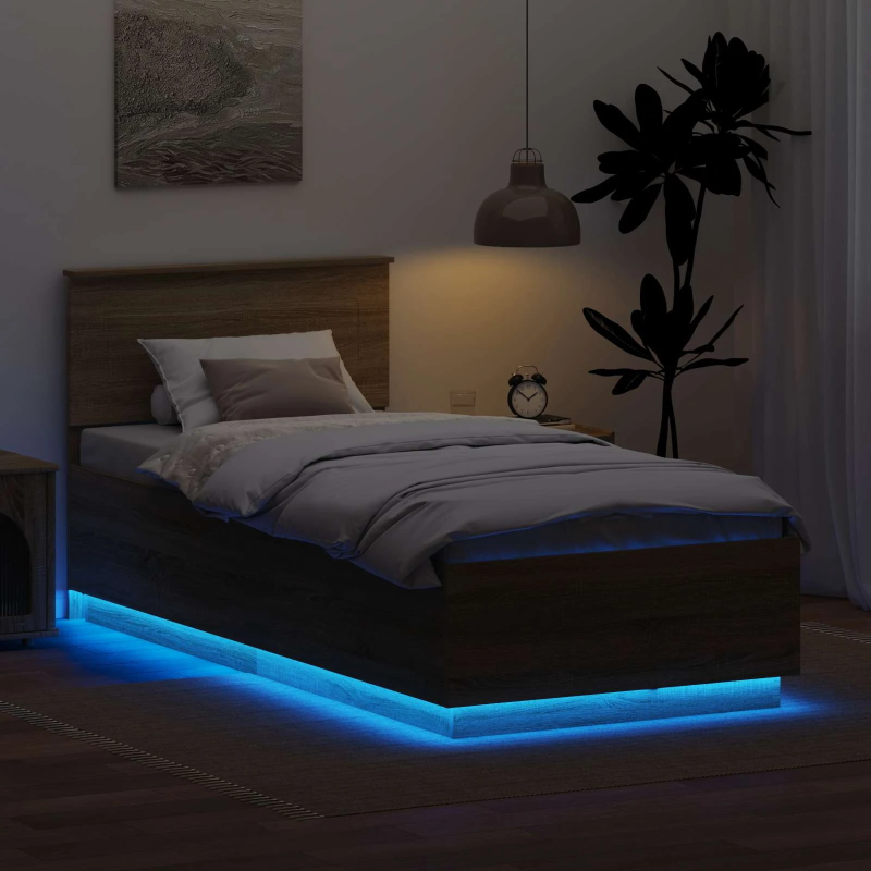 vidaXL Gultas rāmis Sonoma ozols 90 x 190 cm Inženierijas koks