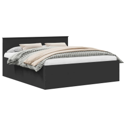 vidaXL Gultas rāmis Melna 200 x 200 cm Inženierijas koks