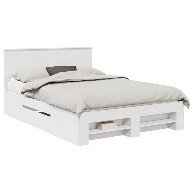 vidaXL Gultas rāmis Balts 160 x 200 cm Inženierijas koks